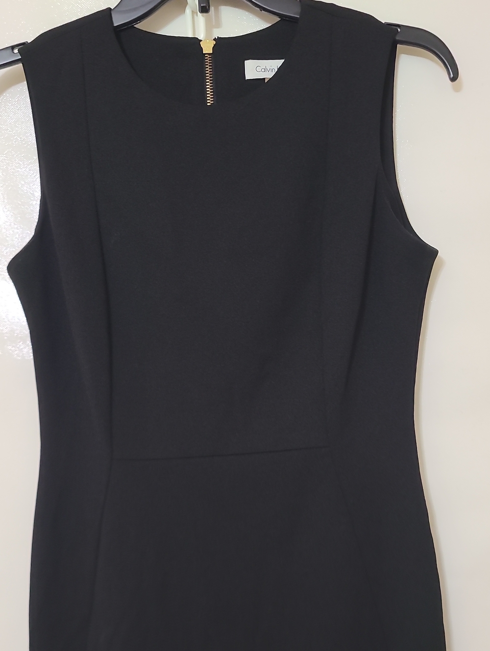 Calvin Klein Black Sleeveless Zip-Back Sheath Polyester/Spandex Dress - Size 4